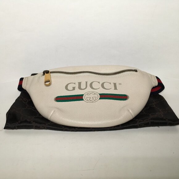 Gucci GG White Leather Crossbody Bum Bag Waist Belt Bag Unisex - Picture 1 of 15